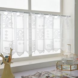 Curtain Lace Kitchen Window Valance Rod Pocket Privacy Semi Sheer Elegant Half Curtains Treatment For Bathroom Cafe Drapes