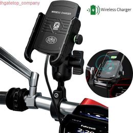 Car Motorcycle Phone Holder for Moto Motorbike Mirror Mobile Stand Support Charger Wireless Charging 1" Ball Stem Cellphone Mount