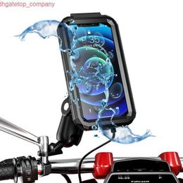 Car Waterproof Motorcycle Mobile Phone Holder for 4.7-6.8 Inch Phone Mount Handlebar Rearview Mirror Anti-shake Holder Touch Screen