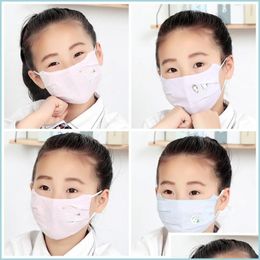 Designer Masks Kid Mouth Mask Er Rabbits Prints Elastic Ear Cord Anti Droplet Splashing Face Masks Mascherine Dustproof Respirator S Dhn2N