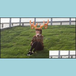 Party Favor Cartoon Inflation Cap Reindeer Antler Hat For Children Christmas Theme Party Decorations Gift Lovely Shape Oversize Head Dh2Nw