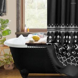Shower Curtains Bohemian Style With Hook Black And White Farmhouse Fabric Curtain Nordic Modern Bathroom El Tassel Waterproof Decorate