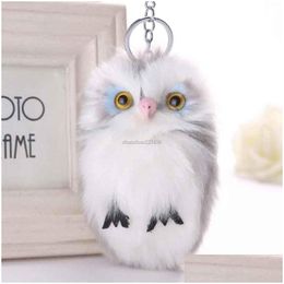 Keychains Lanyards Owl Keychain Carabiner Rabbit Hair Plush Toy Key Chain Ring Bag Hangs Holders Fashion Jewelry Drop Delivery Acce Dh1Ac