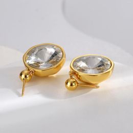 Stud Earrings Big Pendant Fashion Light Luxury Zircon S925 Silver Needle Trend Matching Jewellery Plated 18K Gold