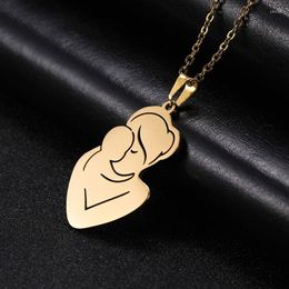 Pendant Necklaces Fashion Stainless Steel Necklace Cartoon Boy Girl Family For Thanksgiving Mother's Day Gift Mom Engrave Your Name