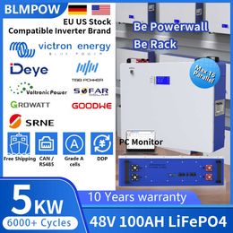 48V 100Ah 200Ah Powerwall 5KW 10KW LiFePO4 Battery Pack CAN RS485 Super Capacity PC Monitor 6000Cycle 10 Year Warranty For PV