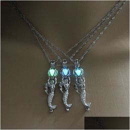 Pendant Necklaces Glow In The Dark Mermaid Necklace Fluorescent Light Pendant Chain For Women Fashion Jewellery Gift Drop Delivery Nec Dhj1H