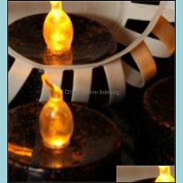 Party Decoration Electronics Candle Halloween Decoration 12 Pcs Led Candles Black Background Yellow Light Twinkle Plastic Tea Wax 20 Dh9Ib
