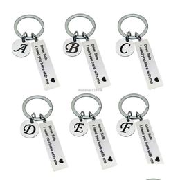 Key Rings Drive Safe English Initial Key Rings Stainless Steel Tag Keychain Holders Handbag Hangs Women Men Fashion Jewellery Gift Dro Dhrdv