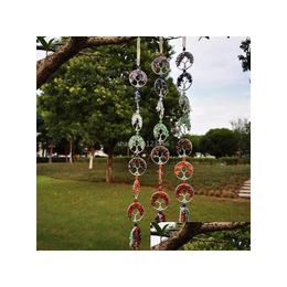 Pendants Yoga 7 Chakra Natural Stones Healing Crystals Tree Of Life Wall Hanging Pendant Ornament Decoration For Good Luck Reiki Med Dh6Kj
