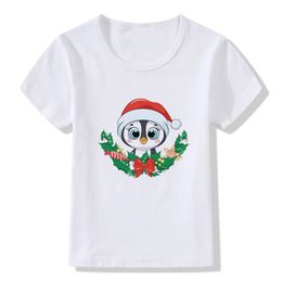 Camisas infantis de Natal Novo desenho animado animal Penguin Sika Deer Print T-shirt Atividade da aula de mangas curtas T-shirt infantil