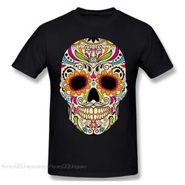 Men's T Shirts Men's T-Shirts Mexican Sugar Skull Funny 2022 Arrival TShirt Colour Unique Design Crewneck Cotton For Men Shirt