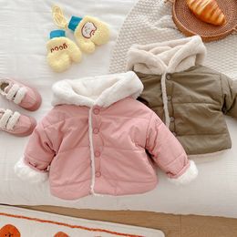 Down Coat Fashion Baby Children Toddlers Thick Warm Coat Outerwear Winter Girls Boys Cute Ears Hooded Wool Sweater 221125