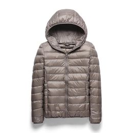 Women's Down Parkas Winter Jacket Women Short Jackets Ultra-light Thin Hooded Warm Slim White Duck Coat Parka Female Outwear 221125