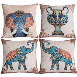 Ethnic style pillow case elephant pattern sofa cushion cover bedside pillow office waist support