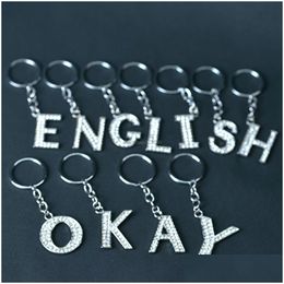 Key Rings Crystal English Initial Keychain Key Rings Letter Charm Holders Handbag Pendant Fashion Jewelry Gift Drop Delivery Dhklh