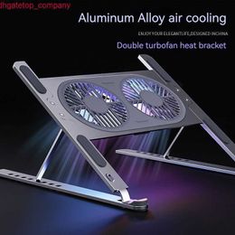 Car Aluminium Laptop Stand Foldable Desk Riser Mute Cooling Fan Adjustable Notebook Stand For Macbook Pro Air Computer PC iPad Tablet