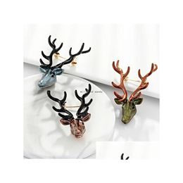 Pins Brooches Christmas Reindeer Brooches Animal Elk Brooch Pins Dress Suit Scarf Buckle Cor For Women Men Fashion Jewellery Gift Dro Dhdbt