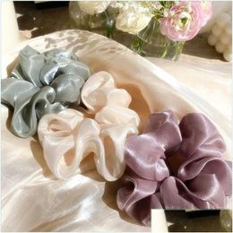 Hair Accessories Hair Accessories Women Girls Silk Scrunchies Elastic Solid Colour Hairband Ponytail Holder Headband Headwear Hairs A Dhrrs