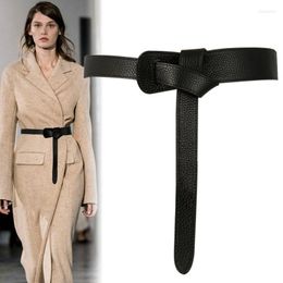 Belts Summer Dress Belt Lady's Slender Waist Without Metal Buckle Women's Strap Genuine Leather Fashion Knit