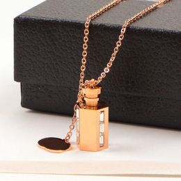 Designer Earrings Necklaces Titanium Steel Luxury Style 3 Colours Perfume Bottle Love gold pendant necklace Fashion Jewellery Wholesale