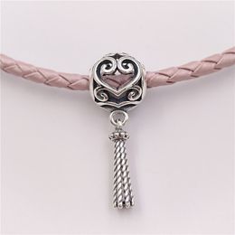 Spring Collection 925 Sterling Silver Beads Enchanted Heart Tassel Pendant Charm Fits European Pandora Style Jewellery Bracelets 797037 AnnaJewel