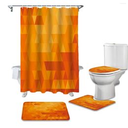 Shower Curtains Triangle Geometry Orange Print Curtain And Bath Rugs Set Modern For Bathroom Home Decor