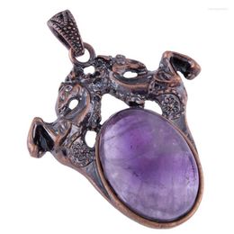 Pendant Necklaces FYJS Unique Copper Geometric Shape Amethysts Stone Opalite Opal Vintage Style Jewellery