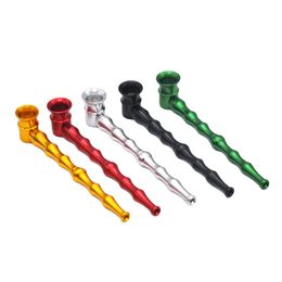 Colourful Aluminium Alloy Pipes Bamboo Joint Style Dry Herb Tobacco Mini Handpipes Portable Removable Philtre Silver Screen Smoking Cigarette Holder Tube