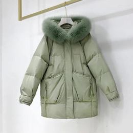 Women's Trench Coats Cotton Down Padded Jacket Women's Plus Size 2XL Loose Mid-length Parka Korean Women Winter Big Fur Warm Pocket Coat