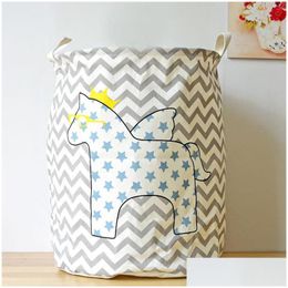 Storage Baskets Cotton Linen Fabric Art Five Pointed Star Horse Dirty Clothes Storage Bucket Toys Basket Home Organization D Dhgarden Dh0Ca