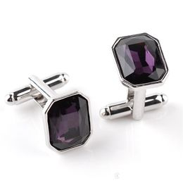 Cuff Links Luxury Cufflinks For Mens And Women Zircon Purple Crystal Fashion Brand Cuff Botton High Quality French Shirt Cufflink Dr Dhphz