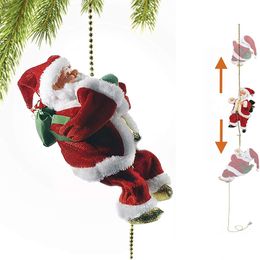 Christmas Toy Supplies Climbing Santa Claus Electric Plush Toys Figurine Automatic Up and Down On Rope Indoor Shop Xmas Gift Hanging 221125