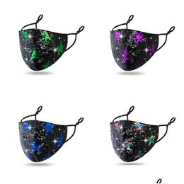 Designer Masks Sequin Stars Mascarilla Black Face Masks Flexible Fashion Anti Smoke Respirable Respirator Washable Reusable Dhgarden Dhmt0