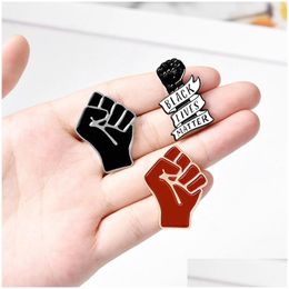 Pins Brooches Enamel Hand Fist Brooches Pins Red Black Fists Lapel Tops Bags Dress Badge For Women Men Fashion Jewellery Drop Delivery Dhsfq
