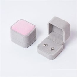 Storage Boxes Bins Mticolour Flannelette Jewellery Gift Box Square Ring Earring Stud Ornament Container Womens Jewels Case 1 6Rh L2 Dh8Pm