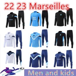 2022 2023 Marseilles adult and kids Soccer trascksuit GUENDOUZI KAMARA Men Football Training Suit Olympique de Marseille Survetement