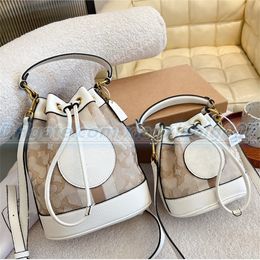 Premium Leather Drawstring Canvas Embroidery shoulder bag Luxury Designer womens Wallet Handbag Men's Women's Totes Purse Pocket Interior Zipper Bag Beach Bags