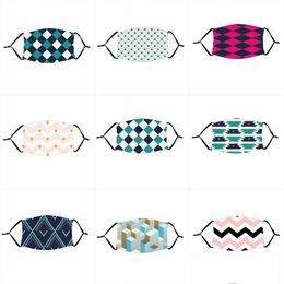 Designer Masks Grid Geometric Printing Mascherine With Filter Piece Ice Silk Fabric Face Masks Streak Respirator Respirable Dhgarden Dhsnn