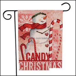 Banner Flags Two Sided Garden Flag Printing Snowman Little Dog Pattern Flags Christmas Style Mti Colours Banner Arrival 6Kx L1 Drop D Dhffm