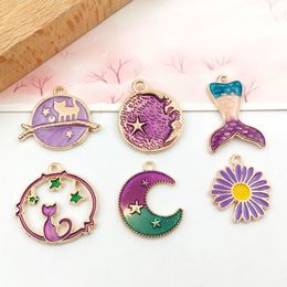 Charms for Keychain Necklace bracelet Jewellery Making Supplies purple moon star love heart Pendant Findings & Components Acessories Christmas Gift wholesale