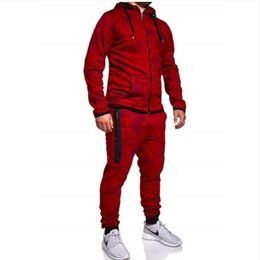 Men's Tracksuits Men's 2022 Fall Elastic Band Casual Suit Embroidered Long Sleeve Fitness Sports Trousers 2 Piece Set