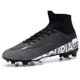 Kleid Schuhe Erwachsene Professionelle FGTF Fußball NonSlip Lange Spike Fußball Stiefel Junge Kinder Hohe Knöchel Stollen Gras Turnschuhe 221125