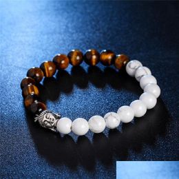 Beaded Retro Buddha Head Nature Stone Bracelet Agate Lava Wristband Women Mens Bracelets Fashion Jewelry Gift Drop Delivery Dhl7W