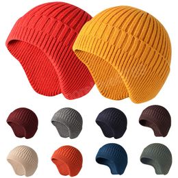 Winter Outdoor Ear Protection Warm Knitted Hats for Women Men Pullover Wool Beanies Hat Skullies Beanies Bonnets