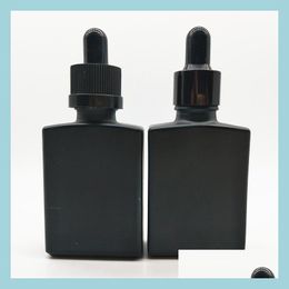 Packing Bottles 30Ml Frosting Essential Oil Bottle Solid Black Pipette Dropper Square Per Liquid Glass Packing Bottles Trial Order 1 Dhzd8