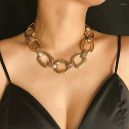 Chains Punk Miami Cuban Choker Necklace Collar Statement Hip Hop Big Chunky Aluminum Golden Thick Chain Women Jewelry