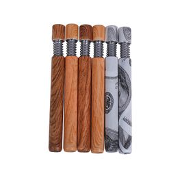 Smoking Colorful Wood Grain Spring Aluminium Alloy Filter Mini Handpipes Dry Herb Tobacco Catcher Taster Bat One Hitter Smoking Cigarette Dugout Holder DHL