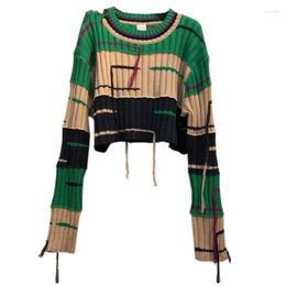 Men's Sweaters Fashion Batwing Sleeve Short Length Striped Sweater Early Autumn Pattern Office Lady Style Korean