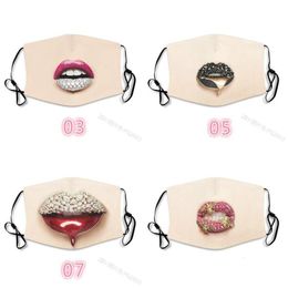 Designer Masks Mouths Teeth Lip Dust Face Masks Crystal Printed Cotton Mascarilla Washable Custom Breathable Mascherine Fash Dhgarden Dhdhk